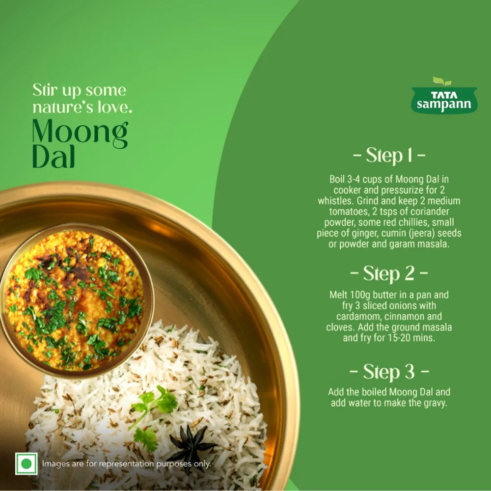 Tata Sampann Unpolished Yellow Moong Dal (Dhuli) Split