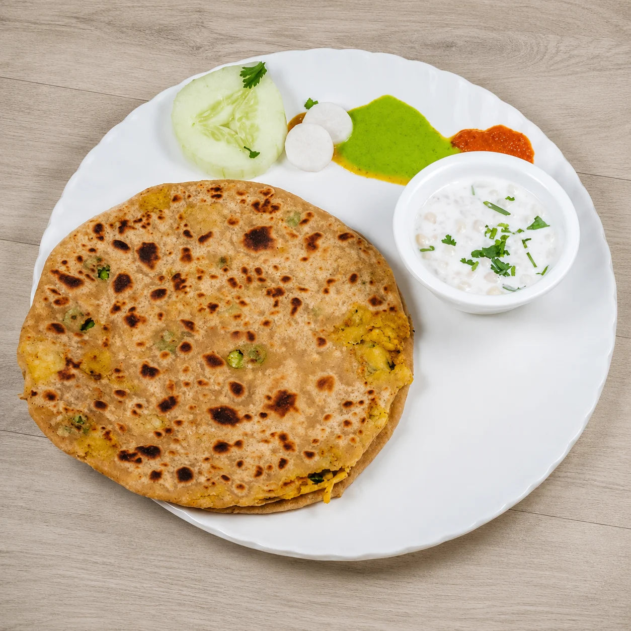 Gobi Paratha with Curd